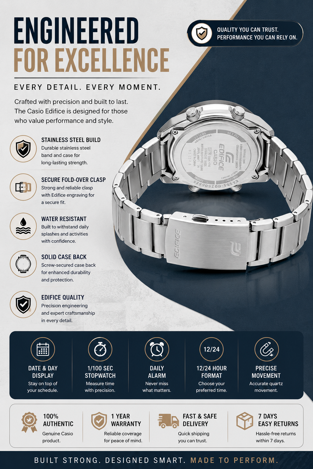 CASIO ANALOGUE DIGITAL MENS STAINLESS STEEL